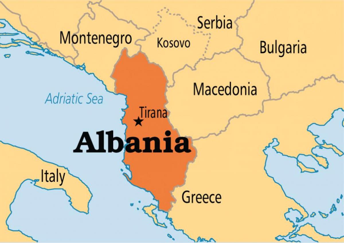 המפה מראה אלבניה