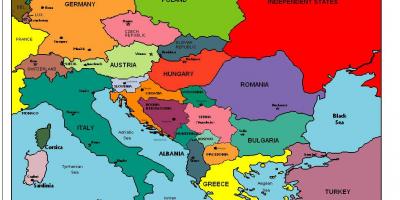 אלבניה מפת אירופה - המפה של אירופה מראה אלבניה (דרום אירופה - אירופה)