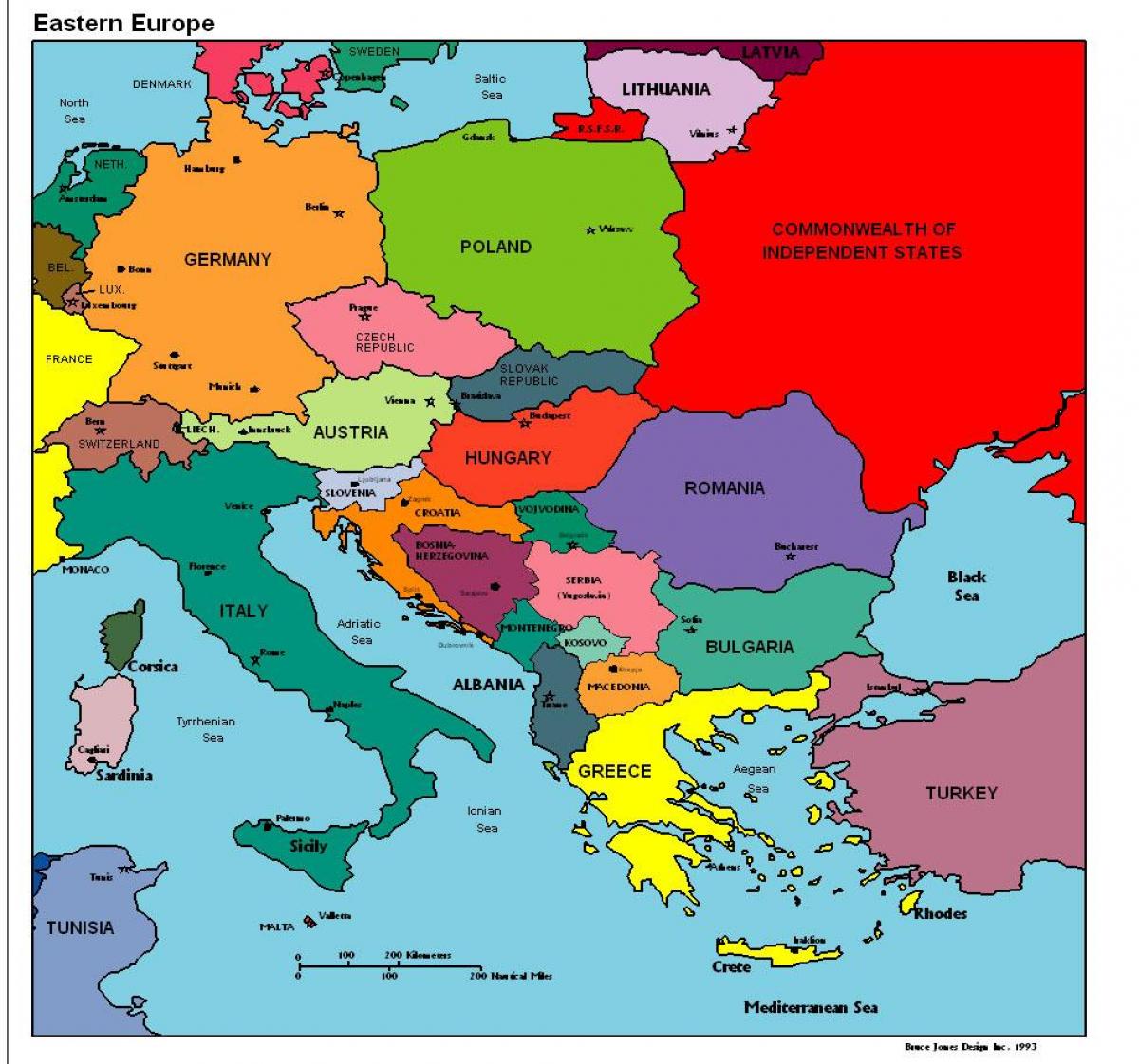 מפה של אירופה מראה אלבניה