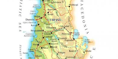 מפה של מפה פיזית של אלבניה